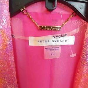 Peter Nygard XL Sequin open front jacket pink sequ
